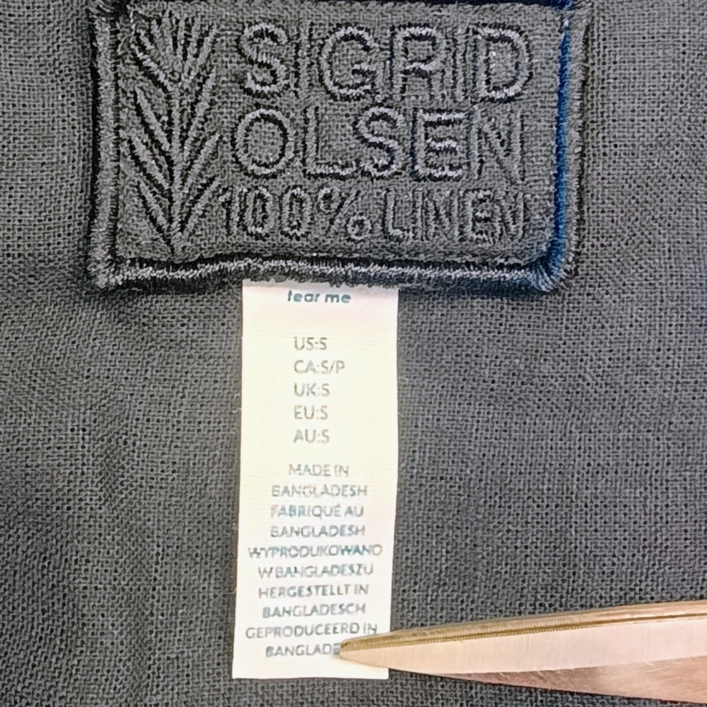 Women's Sigrid Olsen 100% Linen Navy Blue Long Sleeve Shirt Size Small - Picture 4 of 11